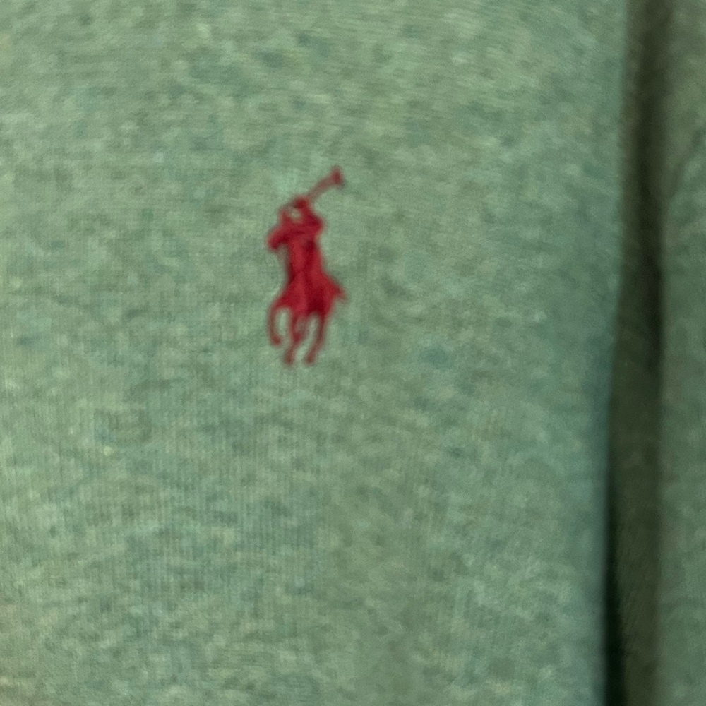Polo Ralph Lauren Green V-Neck Fine Gauge Pima Cotton Sweater Men’s Size Large - Picture 2 of 8